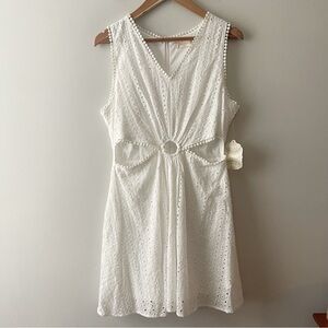 Altar’d State NWT White Eyelet Cut Out Dress Size Medium Fit & Flare Sun Dress